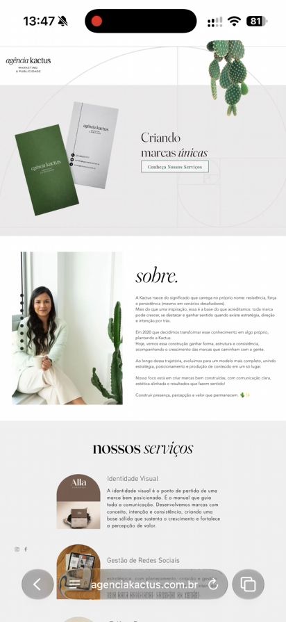 Site do projeto no celular