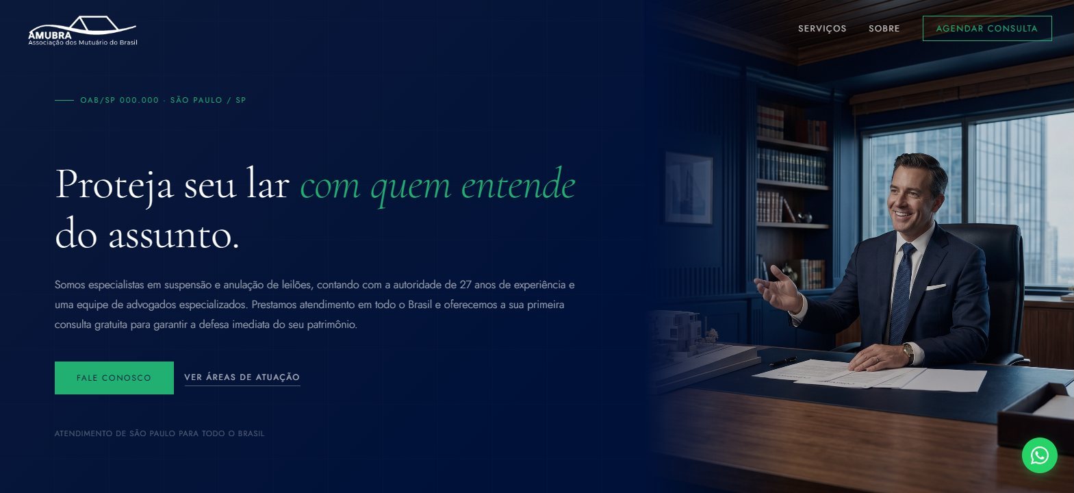 Landing page da AMUBRA no computador
