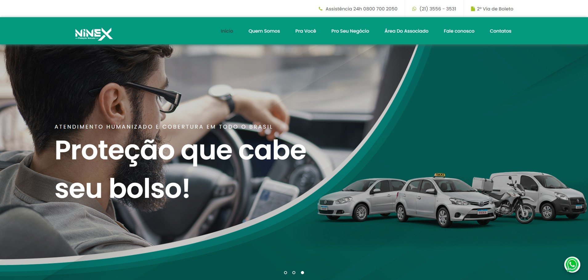 Site da Ninex Proteção Veicular no computador